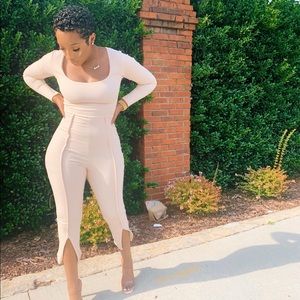 PRETTY LITTLE THING NUDE PINK JUMPSUIT